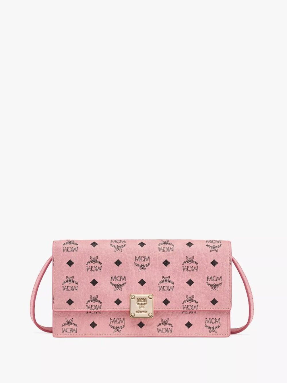 NWT MCM Large Aren Crossbody Wallet in Visetos in Pink, Retail $610